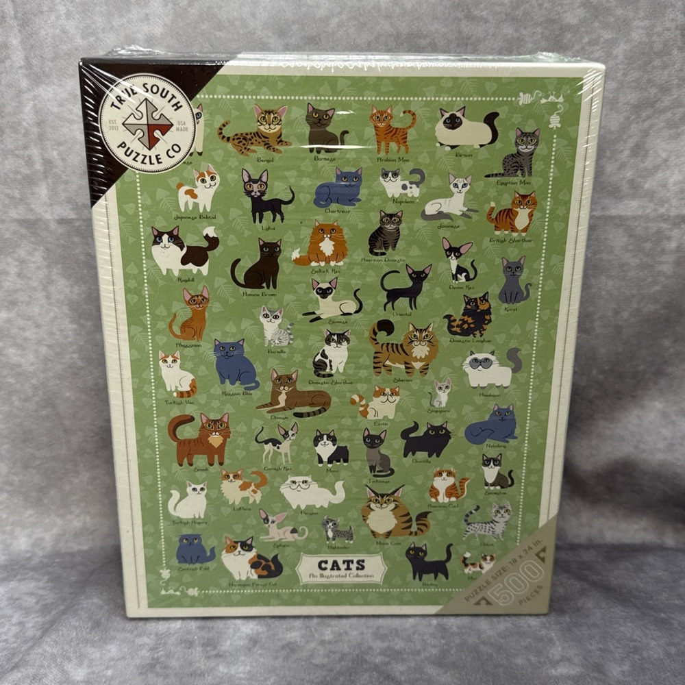 True‎ South Puzzle Co "Cats" 500 Piece 18" X 24" Jigsaw Made In USA New Sealed